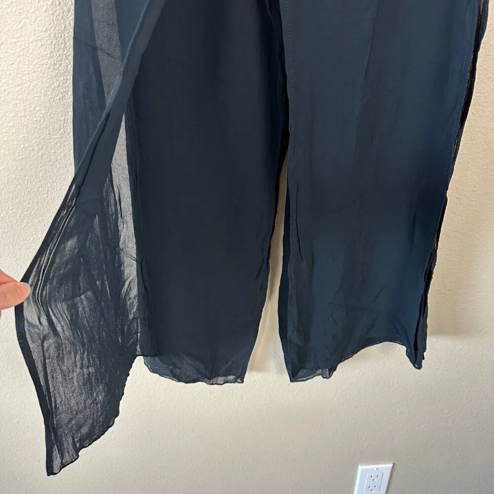 Tadashi Women's Black Palazzo Pants Wide Leg Evening Flowy Sheer Size 8